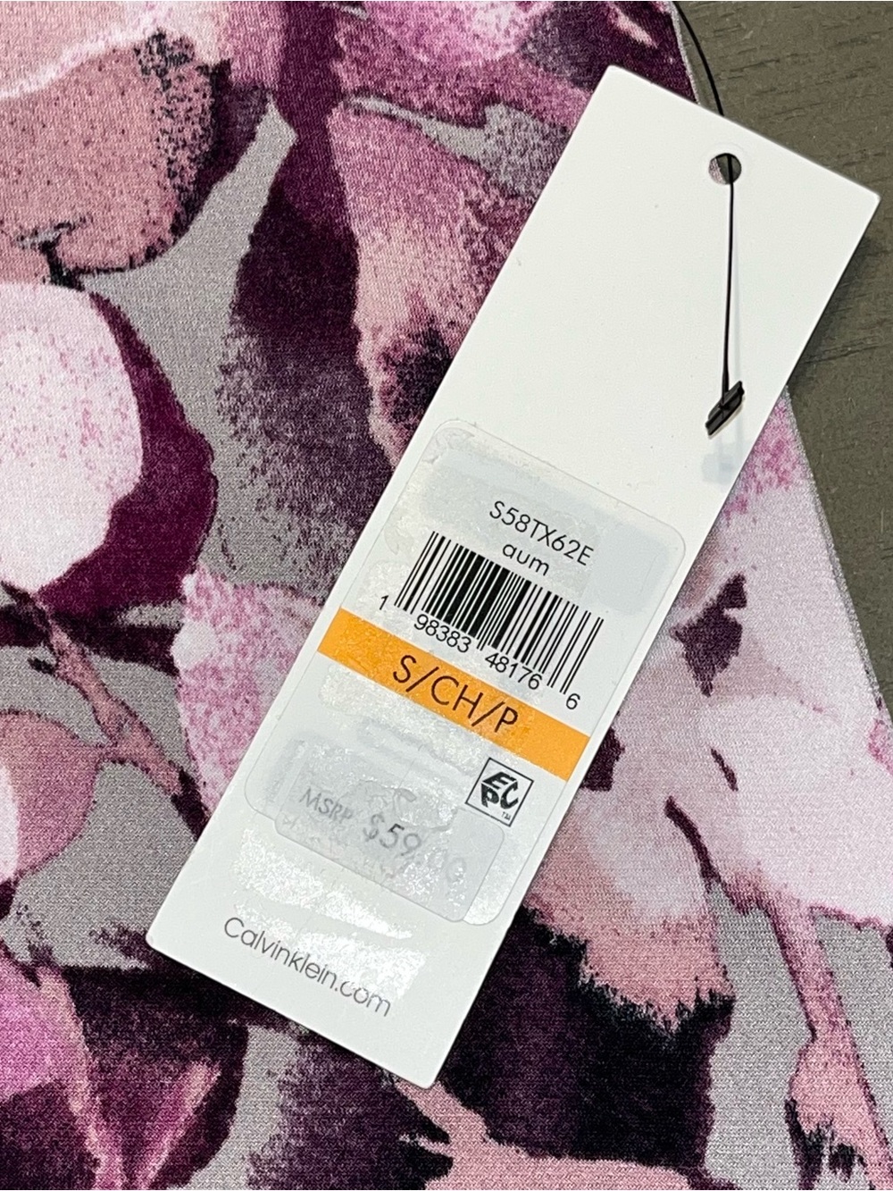 Calvin Klein Grey Pink Floral Ruffle Sleeveless Tank Dressy Blouse NWT Small - Picture 6 of 7